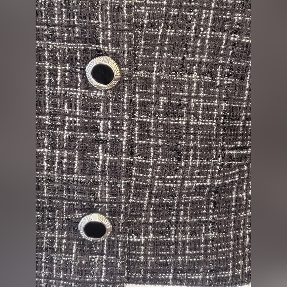 Rachel Zoe Black & White Tweed Crop Jacket with Silver Threading - Size 10 - Picture 5 of 9